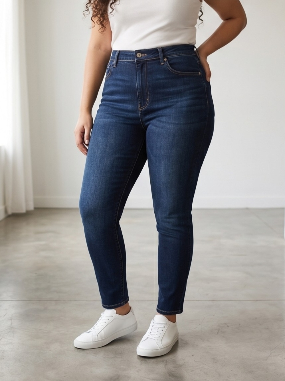 Everlane Dark Indigo Hugh Waisted Skinny Jeans